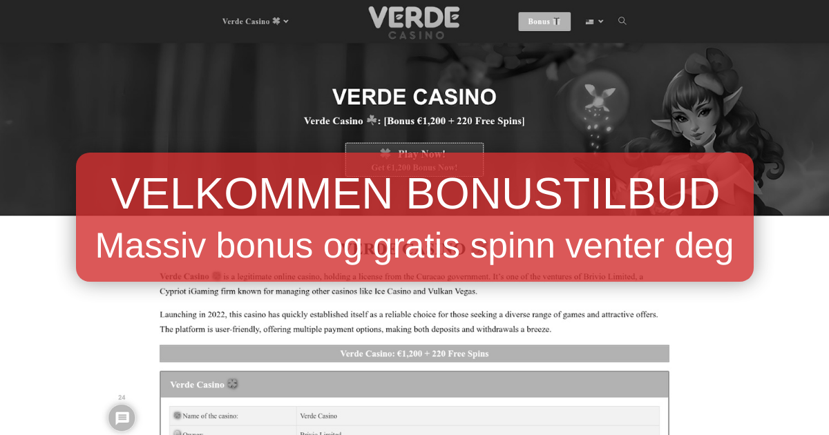 Casino Verde Nettcasino for Norske Casinospillere